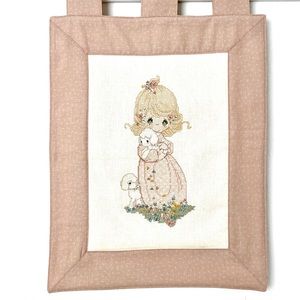 Precious moments hand made cross stitch hanging wall art.
